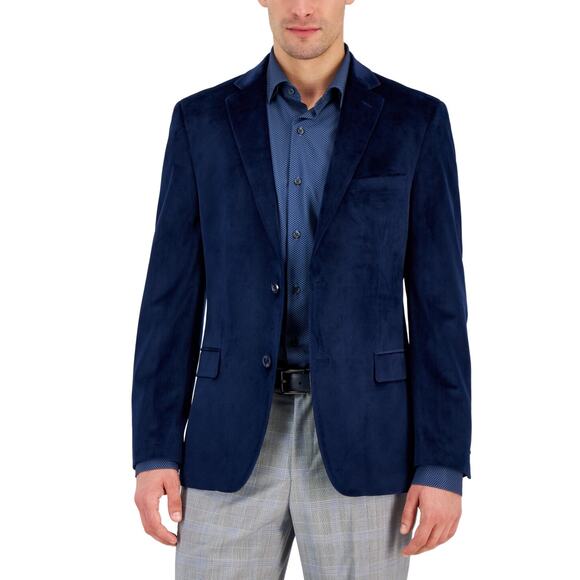 Alfani Men's Slim-Fit Solid Velvet Sport Coats Navy Size 38 C-003 - Picture 1 of 1